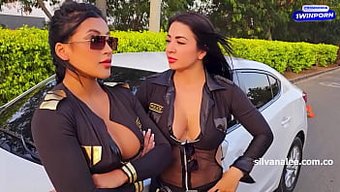 Mariana Martix Ve Silvana Lee, Devasa Bir Siyah Penisi Tutuklayan Latin Subaylar.